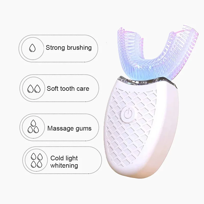 Electric Toothbrush U Shape Sonic Automatic Intelligent Toothbrushes Waterproof Silicone Teeth 360 Degree Cleaning Tooth Brush