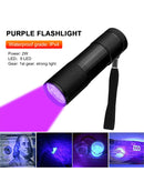 Mini Flashlight with Rope Professional Purple Light Anti-Skid 395nm Backlight Portable Ultraviolet Torch Gadgets
