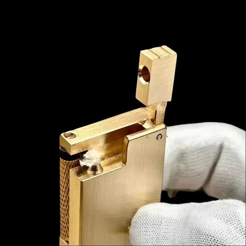 New Double Oil Compartment Lifting Arm Kerosene Lighter Hand Carved Side Pulley Brass Lighter Men's Collection Gift