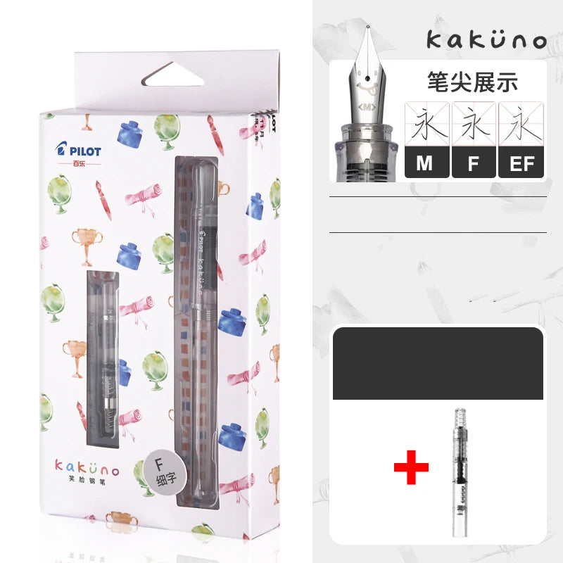 PILOT KaKuno Smile Face Fountain Pen FKA-1SR Replaceable Ink Bag Writing Smooth Stationery School Supplies Office Gift Box