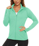 TACVASEN Full Zip UPF 50+ Sun Protection Summer Jackets Womens Long Sleeve Shirts Casual Jackets W/ Zipper Pockets Tops Outdoor