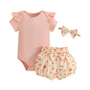 Toddler Girls 2-Piece Outfit Sleeveless Top with Polka Dot Shorts and Matching Headband Set for Summer Fun
