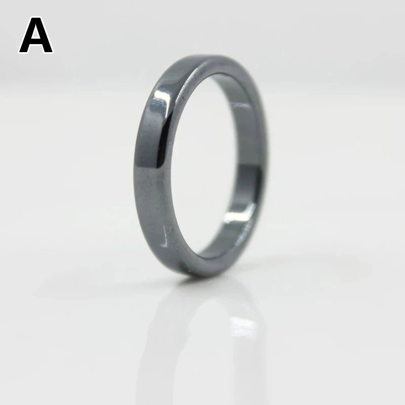 1PC Hematite Stone Rings for Women Men Natural Fashion Flat Plain Ring Couple Jewelry Gift Wedding Christmas Lovers Rings