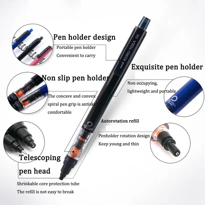 Uni Mechanical Pencil M5-452 Kuru Toga 0.5MM Breakproof Lead lapicero lapices portaminas with Eraser School Student Stationery