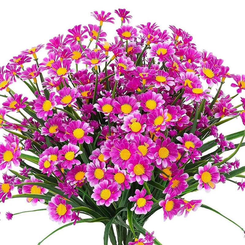 Artificial Flowers Daisies UV Resistant Colorfast Plastic Plants Home Decor Windows Outdoor Plastic Flowers