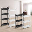 3/4 Tier Storage Trolley with Wheels, Rolling Cart with Hooks, Easy Assembly, for Bathroom, Kitchen, Office, Black/White
