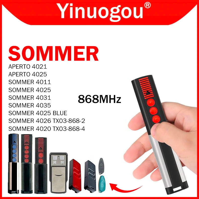 2PCS SOMMER 868 4020 TX03-868-4 4026 TX03-868-2 4031 4031V000 4025 4035 4011 4021 Garage Door Remote Control 868MHz Rolling Code