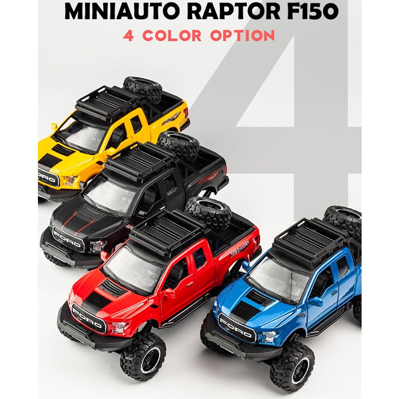 KIDAMI 1:32 Ford Raptor F150 Big Wheel Alloy Diecast Model Modified Off-Road Vehicle Collection Kids Toy Metal Car модель автомо