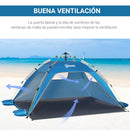Outsunny Pop-Up Beach Tent with 2 Doors 2 Windows 220X173X120 cm Blue