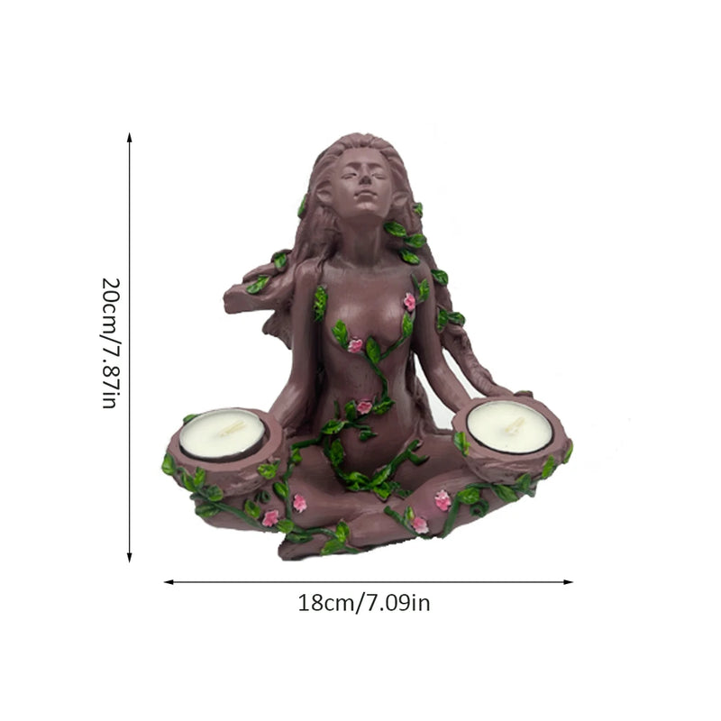 Forest guardian goddess the mother of the earth nature protector balance candle candle holder resin ornament