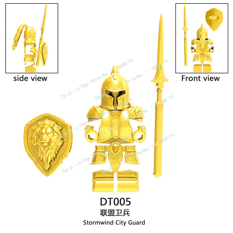 Medieval Knight Stormwind City Guard Reloaded Golden Horse Silver Horse Action Figures Building Blocks Accessories Toys DT8902