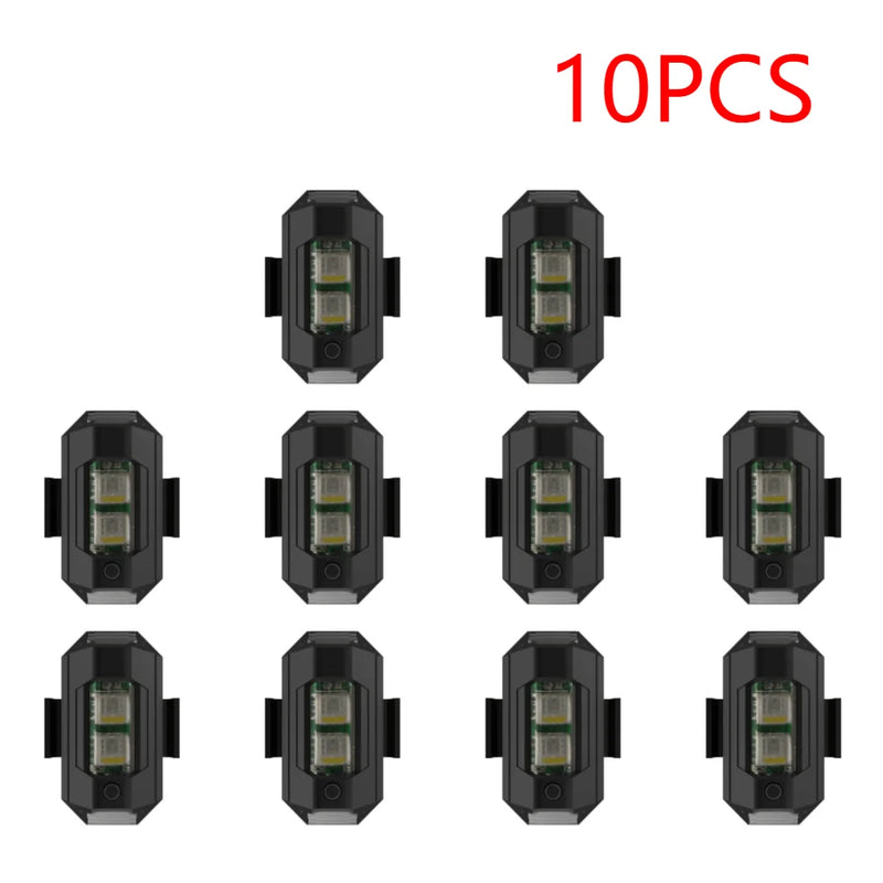 1-20pcs USB Rechargeable 7-Color LED Bicycle Taillight Drone Light Bike Safety Night Riding Warning Lamp Cycling Equipment