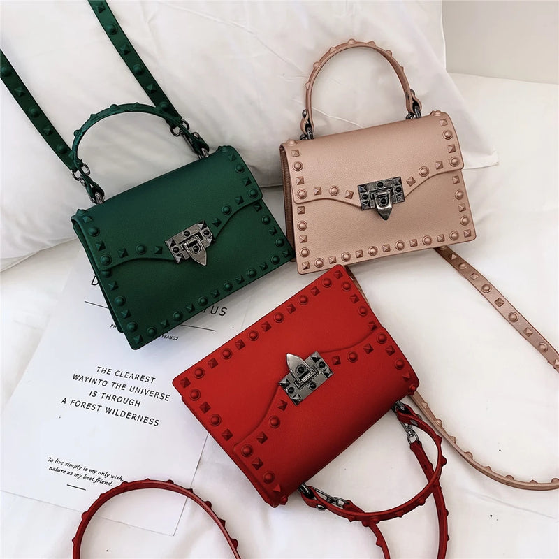 High Quality Women Small PVC Handbags Shoulder Bags Fashion Ladies Crossbody Bags for Women Casual Female Rivet Messenger Bag