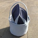 Personalized Seersucker Easter Basket with Gingham Floppy Bunny Ears, Embroidered Canvas Seersucker Easter Baskets for Kids Gift