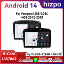 Hizpo 2Din Wirless CarPlay Android Auto Car Radio for 308 308S 408 2012 - 2020 UI7862 Headunit DSP RDS BT 4G GPS Navi 360° CAM