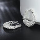 925 Silver Weave Hollow Moon Hoop Earring For Women Fashion Jewelry