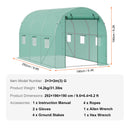 SucceBuy Walk-in Tunnel Greenhouse Hoop House Greenhouse Tunnel Plant House with Steel Frame Green PE Cover Roll-up Zipper Door