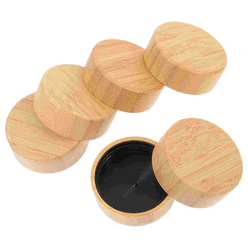 6 Pcs Seasoning Bottle Cap Reusable Replacement Caps Glass Jar with Cover Pepper Leak-proof Bamboo Lids