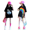 Teenagers Girls T-shirt 2023 Summer Girl Short Sleeve Tops Tees Sport Kids School Costume Children Long T-shirts 4-12 Years Old