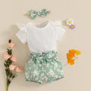 Toddler Girls 2-Piece Outfit Sleeveless Top with Polka Dot Shorts and Matching Headband Set for Summer Fun