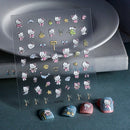 1PCS 5D Cartoon Kuromi Hello Kitty Nail Stickers Sanrio Animation Nail Art Decoration Sanrio Cute Melody Embossed Stickers