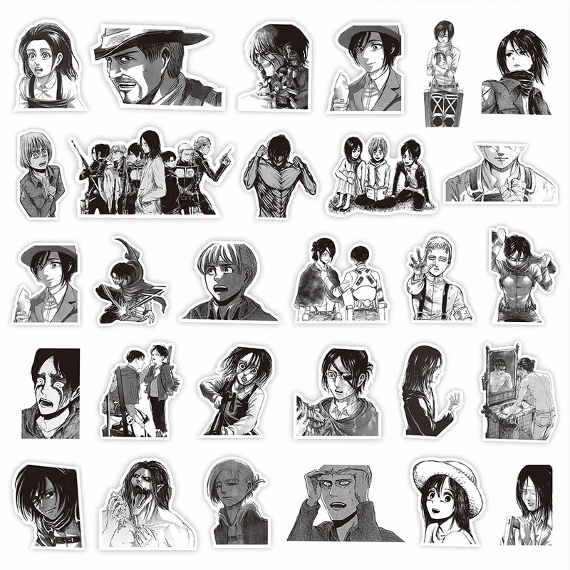 10/30/75pcs Anime Attack On Titan Stickers Eren Jaeger Decal Kids Toys Skateboard Motorcycle Laptop Car Bike Waterproof Sticker