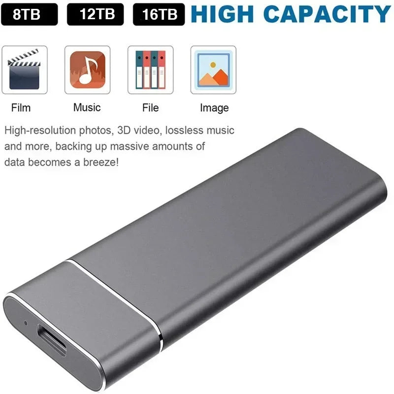 2024 New High Speed 16TB/32TB/64TB/128TB USB 3.1 Portable External Solid State Drive External Hard Disk SSD TYPE-C Mobile SSD