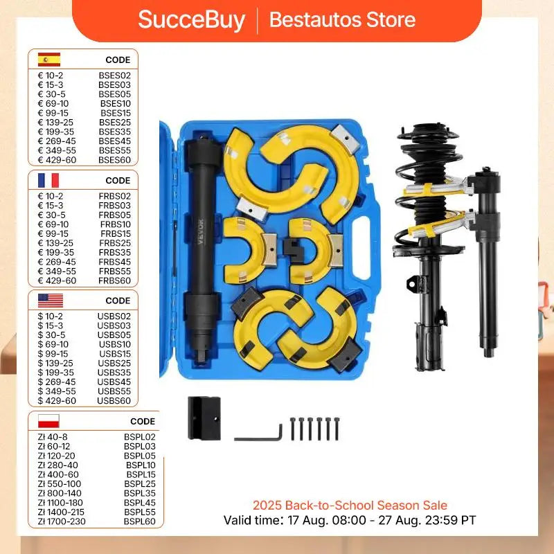 SucceBuy Strut Spring Compressor Macpherson Strut Spring Compressor Kit Interchangeable Fork Strut Coil Extractor Remover Tool