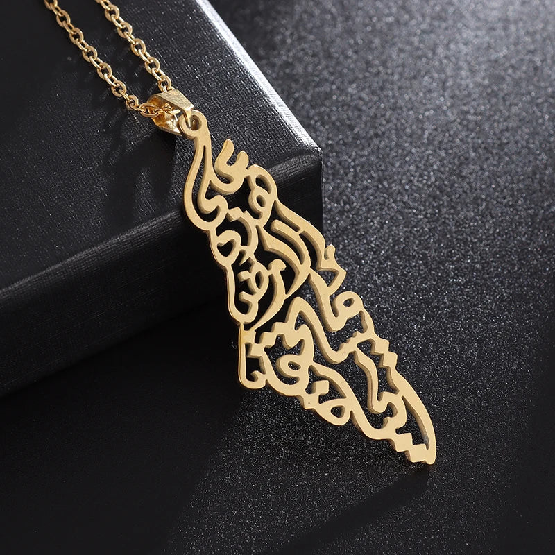 Classic Lucky Arabian God Allah Pendant Stainless Steel Necklace Ladies Islamic Muslim Charm Amulet Jewelry Gift Wholesale