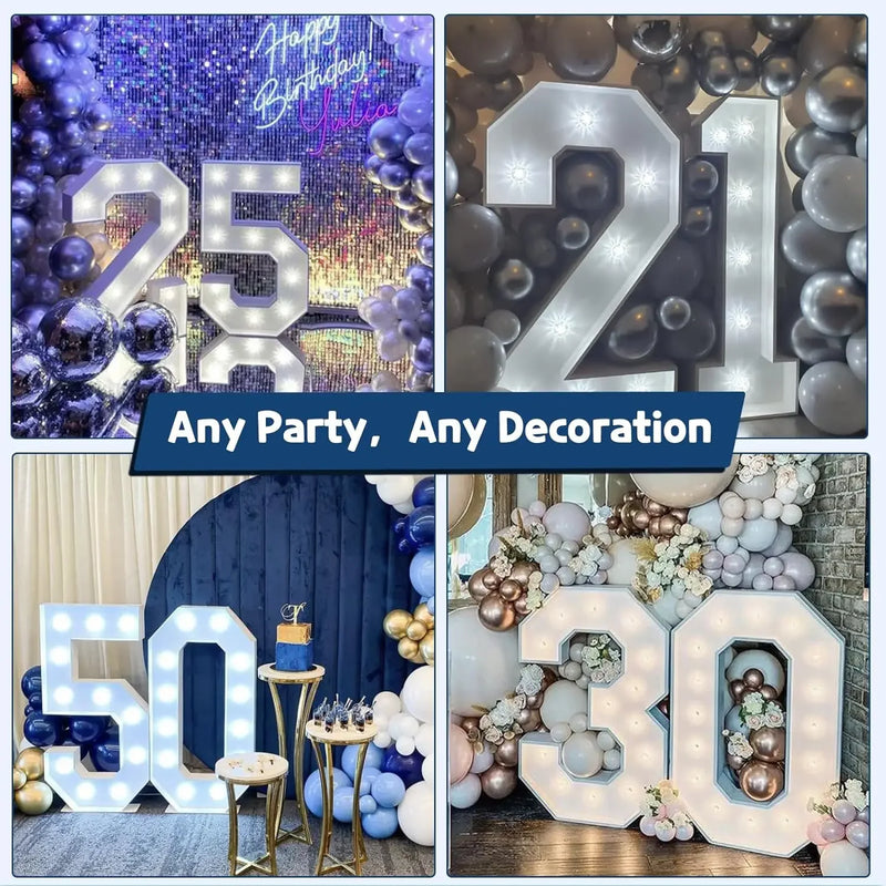 4FT DIY Marquee Light Up Numbers for 18th 21th Birthday Decor Mosaic Numbers for Balloons Anniversary Party Foam Board Kit