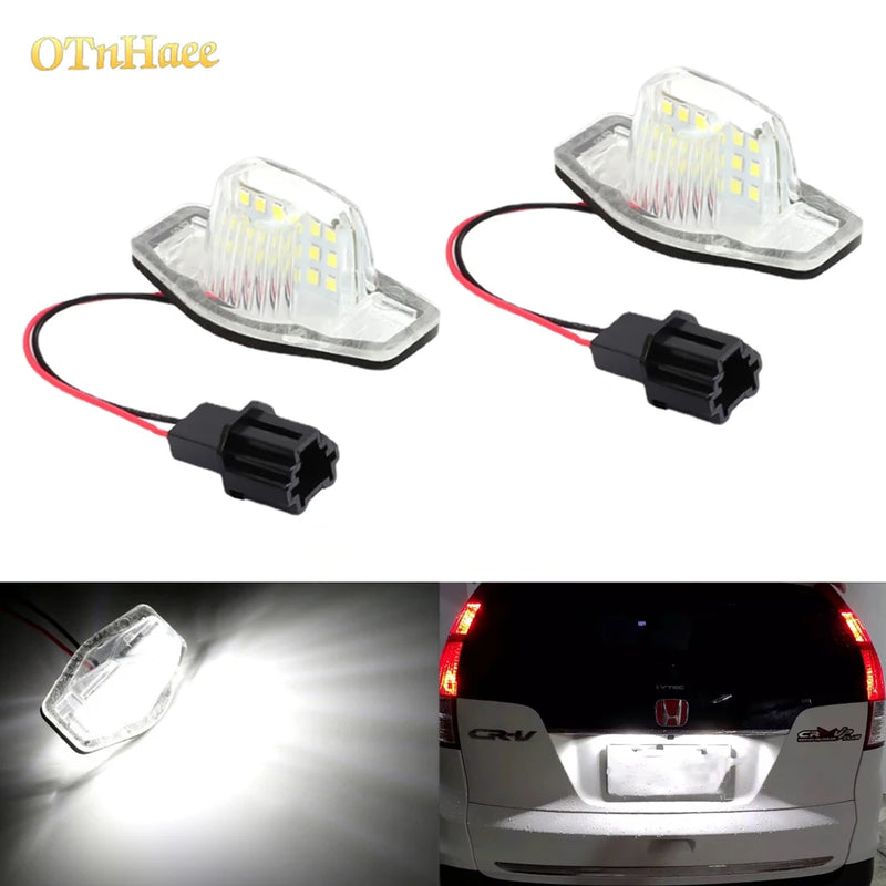 2pcs LED License Plate Lights Assembly for Honda Crv Fit Odyssey Jazz Hrv Frv CR-V Stream 12V SMD Number Lamp Xenon White 6000k