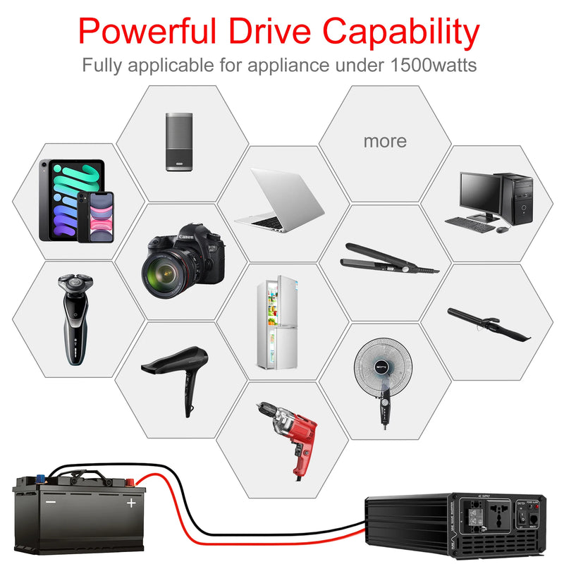 Swipower 1500W inverter 12v 220v pure sine wave solar power inverter DC 24V 48V to AC 110V with remote control