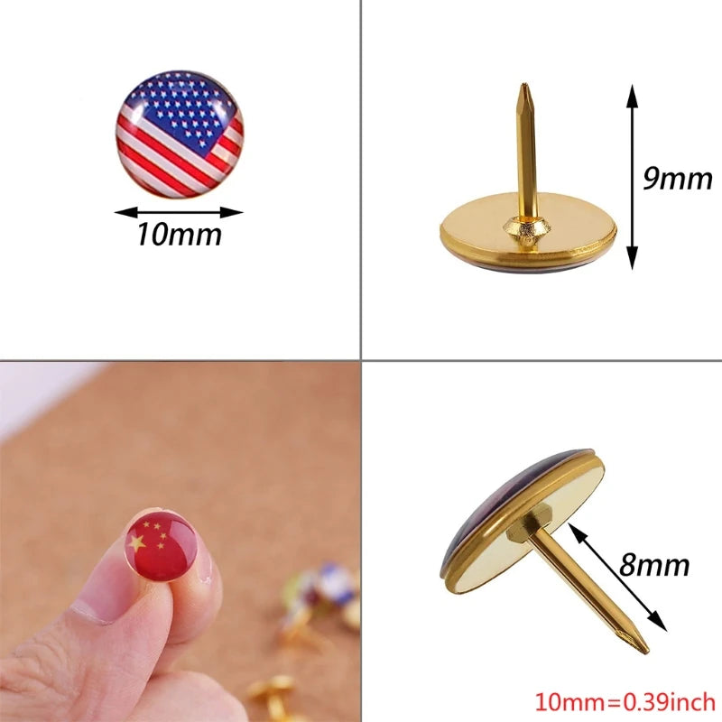 194 Pack Multifunctional National Thumb Nails Push Pins for Photos Picture Wall Country Maps Bulletin Cork Board