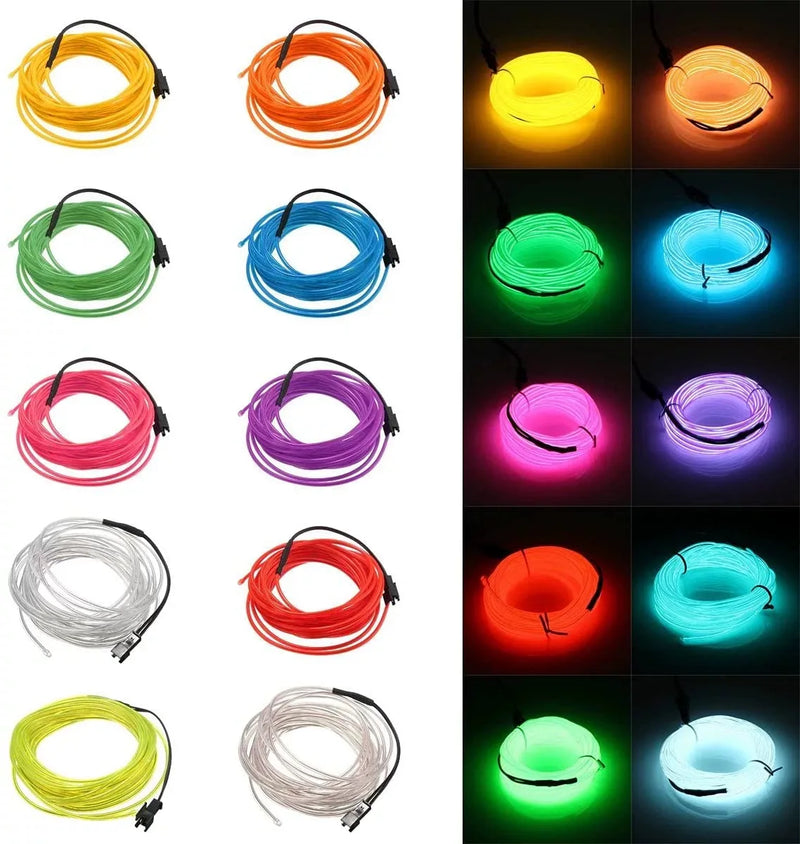 10M/5M/3M/1M Glow EL Wire Cable LED Neon Christmas Dance Party DIY Costumes Clothing Luminous Car Light Decoration Clothes Ball