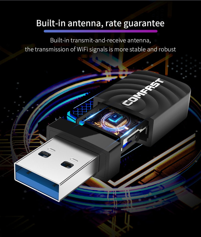 1300Mbps USB3.0 Wifi Network Card 802.11 AC Dual Band Wi Fi Adapter 2.4G/5.8G Wireless Wi-fi Dongle Win XP/Vista/7/8/10/11 Mac