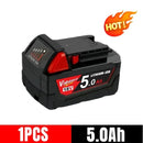 ⭐18V, 12800mAh For Milwaukee M18 Power Tool Battery, Charger, BR, XC, M18B5, 48-11-1860, Built-in 18650 Battery