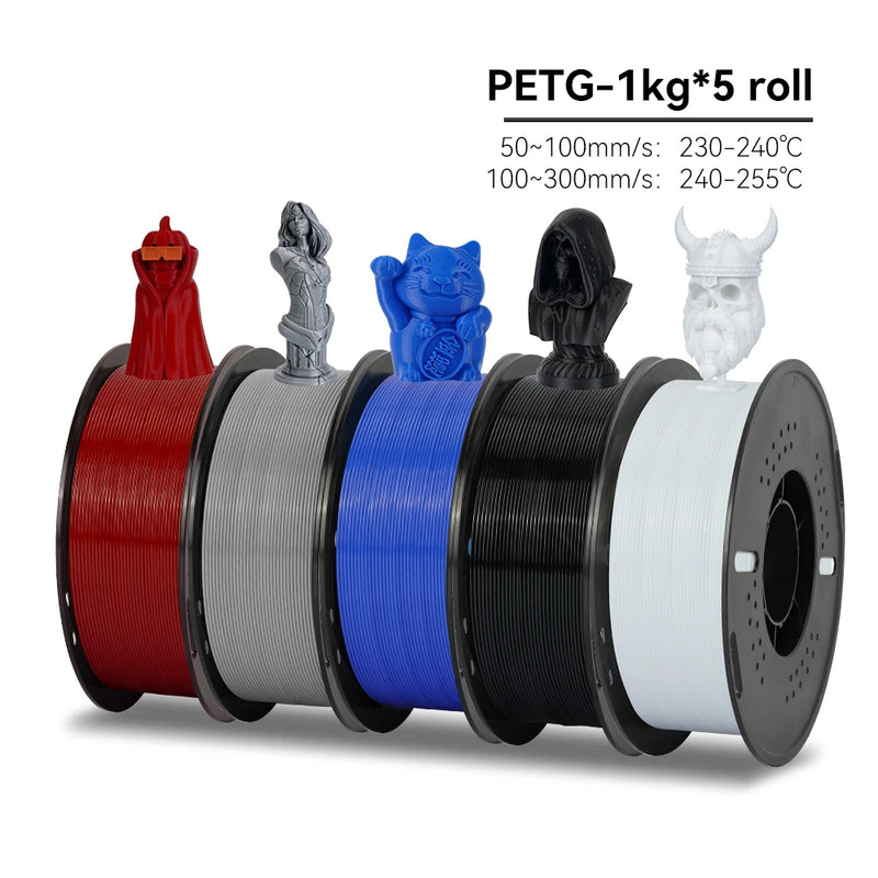 KEEPANG PLA/HS-PLA/PETG/Silk PLA 3D Printer Filament 1.75mm Mix Color 5Rolls High Speed PLA Printinng Material for Bambu Lab