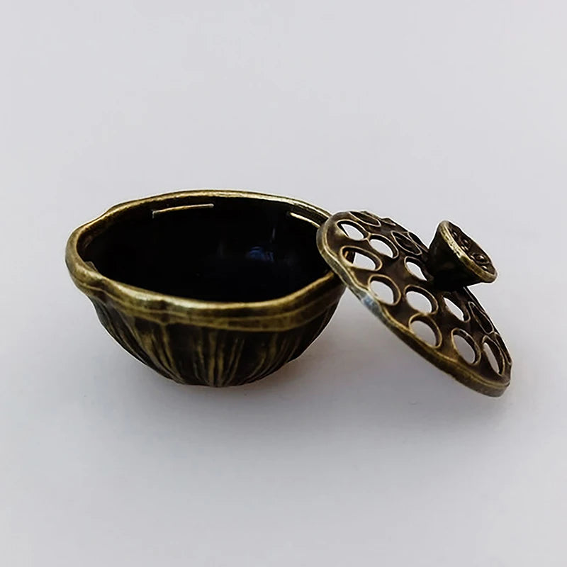 Alloy Incense Burner Chinese Buddha Lotus Flower Incense Holder Handmade Censer For Buddhist Home Office Decoration