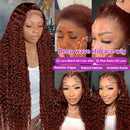 250 Density 13x6 HD Chocolate Brown Deep Wave Human Hair Wig Curly 13x4 Lace Front Water Wave 40Inch Lace Frontal Wig Preplucked