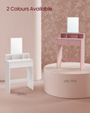 VASAGLE Dressing Table with Large Rectangular Mirror, Vanity Table with 2 Drawers and 3 Open Compartments, Vanity Table