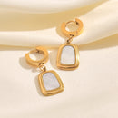 EILIECK 316L Stainless Steel Black White Geometric Earrings For Women Girl Fashion Ear Dangle Jewelry Holiday Gift Bijoux Серьги