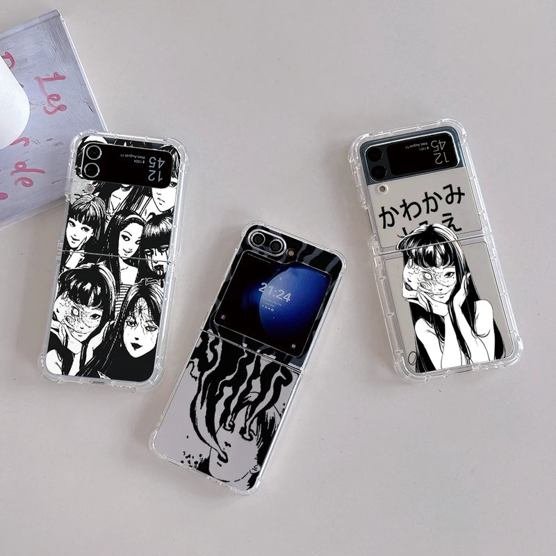 Anime Tomie Kawakami Phone Case for Samsung Galaxy Z Flip 3 4 Z Flip 5 6 Z Fold 4 5G PC Soft Anti-fall Back Cover