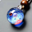 BOEYCJR Universe Glass Bead Planets Pendant Necklace Galaxy Rope Chain Solar System Design Necklace for Women Christams Gift