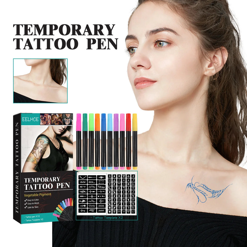 10 Colors Temporary Tattoo Face Body Painting Pen Pigment Non Toxic Waterproof Party Art Festival Cosplay Halloween Make Up Tool