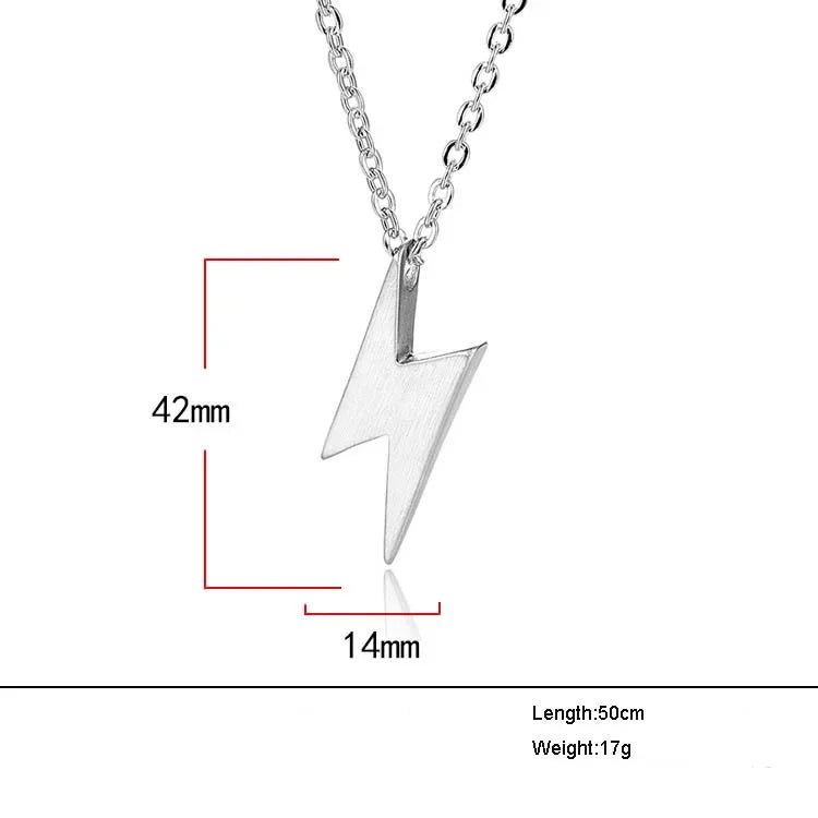 Retro Lightning Pendant Necklace For Men Gold Black Silver Color Necklaces Bolt Thunder Flash Charm Male Jewelry