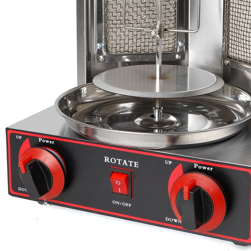 Doner Grill 3000 W LPG Kebap Grill 220 V Gas Doner Kebab Machine for Chicken Turkey Tacos Kebap, Stainless Steel, Black