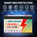 12V 12Ah LiFePO4 Battery With BMS Lithium Iron Phosphate Battery For RV Campers Kids Car 12V Rechargeable Deep Cycle Bateria