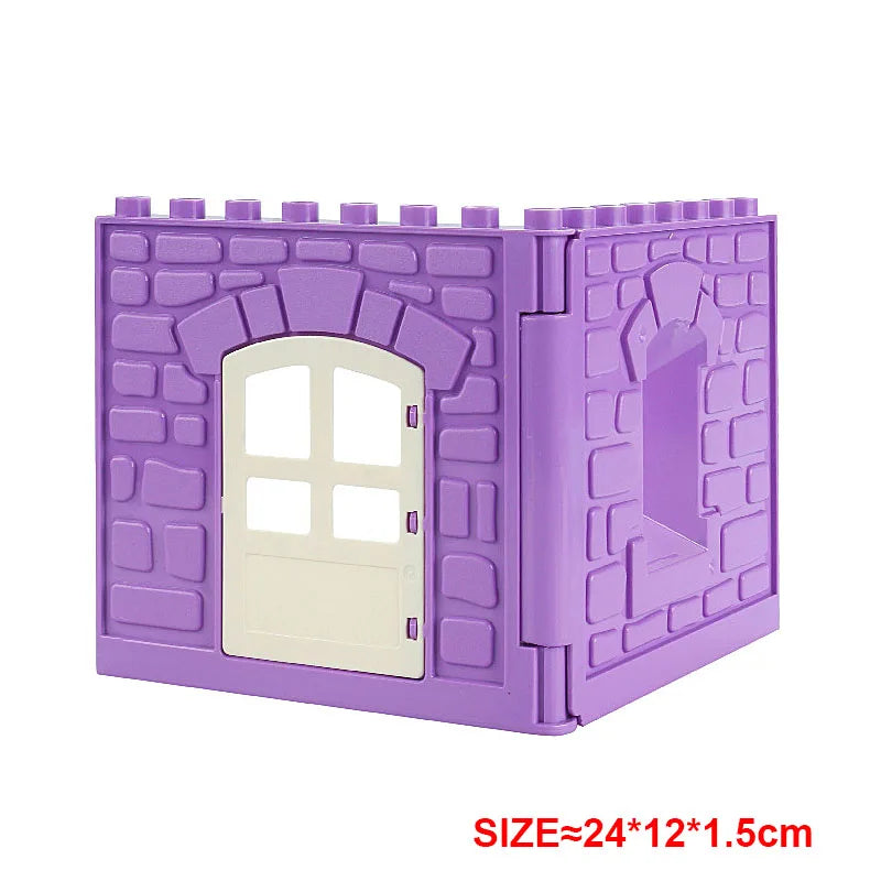 Large Building Block Assembly Accessories DIY Roof Wall Guardrail House City Farm Playground Series Set Gift Toys for Children