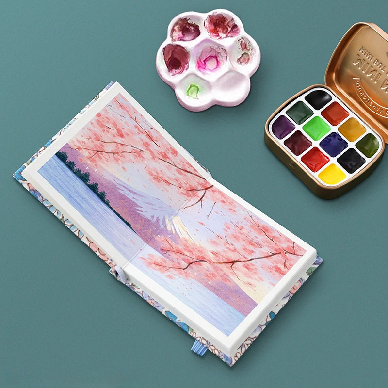 300g Mini Portable Watercolor Book Travel Sketch Paper Fine Grain Kawaii Sketchbook for Artist Students Painting Art Supplies