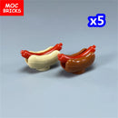 MOC Bricks Food Cookie Bone Pretzel Bagel Biscuits Waffle Chips Hot Dog Bread Pizza Milk Educational Building Blocks Kids Toys